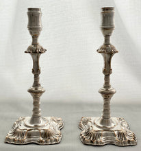 Pair of Early George III Old Sheffield Plate Candlesticks, ex Gordon Crosskey Collection, circa 1765.