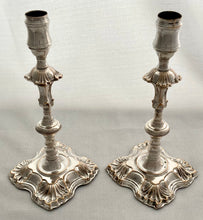 Pair of Early George III Old Sheffield Plate Candlesticks, ex Gordon Crosskey Collection, circa 1765.