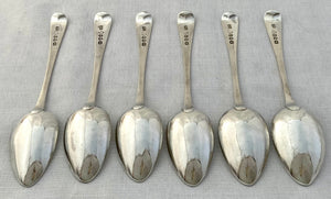 Georgian, George III, Six Silver Dessert Spoons. London 1792 Solomon Hougham. 5.7 troy ounces.