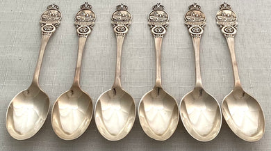 First World War Naval Set of Six Silver Teaspoons. London 1914 Josiah Williams & Co. 2.4 troy ounces.