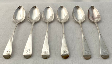 Georgian, George III, Six Silver Teaspoons. London 1810 George Wintle. 2.5 troy ounces.