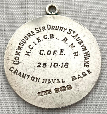 George V Silver Identity Disc for Commodore Sir Drury St. Aubyn Wake, Royal Navy. Birmingham 1918 Herbert Bushell & Sons Ltd.