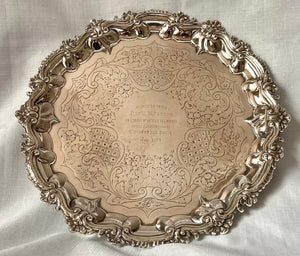 William IV Silver Salver. London 1836 William Brown. 22 troy ounces.