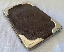 Edwardian silver mounted leather card case. Birmingham 1906 Steinhart & Co.