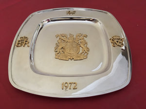 Asprey silver royal commemorative cased plate. London 1972 Asprey & Co Ltd. 23 troy ounces.