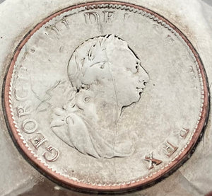 19th Century Silver Plate on Copper Ale Jug Inset with George III 1799 Halfpenny Coin.