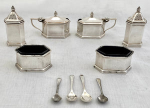 George VI Cased Silver Cruet Set. Birmingham 1951 Goldsmiths & Silversmiths Co. Ltd. 7.1 troy ounces.