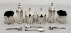 George VI Cased Silver Cruet Set. Birmingham 1951 Goldsmiths & Silversmiths Co. Ltd. 7.1 troy ounces.