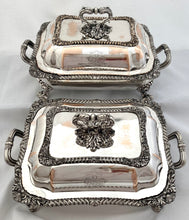 Late Georgian Pair of Old Sheffield Plate Entree Dishes, Covers & Warming Stands. D&G Holy & Co. Sheffield.