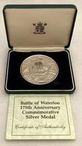 Battle of Waterloo 175th Anniversary Benedetto Pistrucci Silver Medal. London 1990. 4.8 troy ounces.