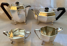 Art Deco silver plated four piece tea set of hexagonal form. Lewis Rose & Co. of Sheffield circa 1935.