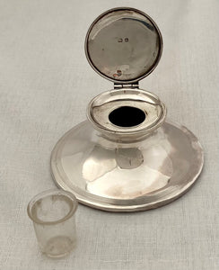 Edwardian Silver Capstan Inkwell. Birmingham 1907 Asprey & Co.