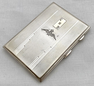 George VI Silver Cigarette Case for RAF Squadron Leader Charles Dyson MBE, DFC & Bar. Birmingham 1940 Charles Edwin Turner. 5.3 troy ounces.