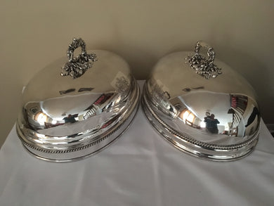 George III, pair of Old Sheffield Plate meat domes, with crest and motto of Farquharson.