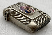 Victorian Silver Plated Enamel Portrait Vesta Case for Vice-Admiral Horatio Nelson, circa 1890.