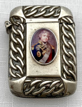 Victorian Silver Plated Enamel Portrait Vesta Case for Vice-Admiral Horatio Nelson, circa 1890.