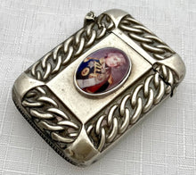 Victorian Silver Plated Enamel Portrait Vesta Case for Vice-Admiral Horatio Nelson, circa 1890.