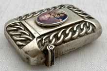 Victorian Silver Plated Enamel Portrait Vesta Case for Vice-Admiral Horatio Nelson, circa 1890.