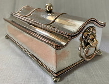 Silver Plate on Copper Inkstand, with Lion Mask Handles, in the Georgian Manner.