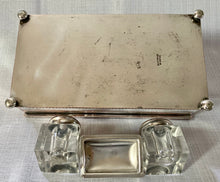 Silver Plate on Copper Inkstand, with Lion Mask Handles, in the Georgian Manner.