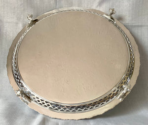 Late Victorian Orante Pierced Silver Plated Gallery Salver. Atkins Brothers of Sheffield.