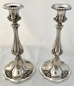 Victorian Pair of Silver Plated Candlesticks. Elkington, Mason & Co. 1853.