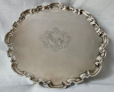 Georgian, George I,  silver salver, London 1726 John Tuite, 38 troy ounces.