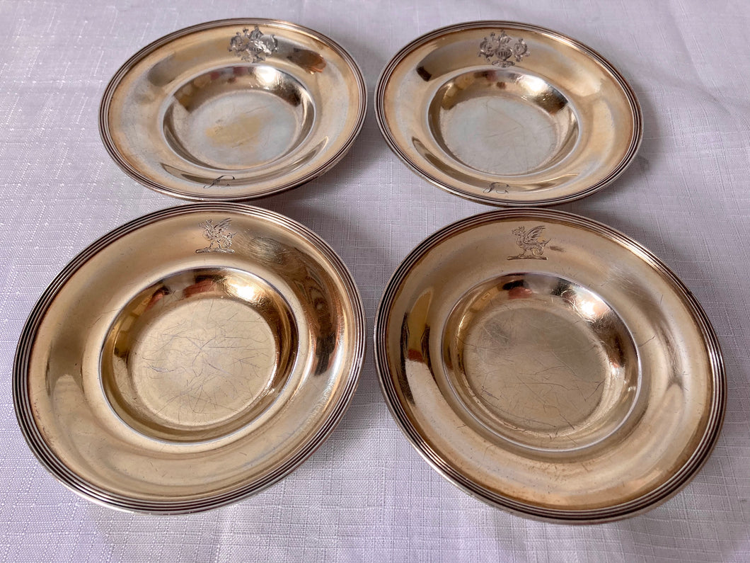 Georgian, George III, set of four silver gilt salt dishes. London 1800 Robert Hennell I & David Hennell II.  8.4 troy ounces.