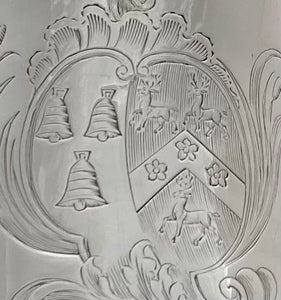 Georgian, George III, Silver Coffee Pot. Arms of Wordsworth & Robinson. London 1771 Charles Wright. 32.6 troy ounces.