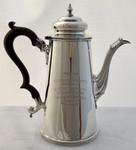 Edwardian Silver Coffee Pot for Lieutenant C.A. Fremantle, Royal Navy. London 1904 Page, Keen & Page. 18 troy ounces.