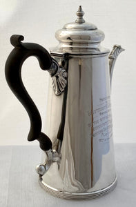 Edwardian Silver Coffee Pot for Lieutenant C.A. Fremantle, Royal Navy. London 1904 Page, Keen & Page. 18 troy ounces.