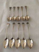 Georgian, George III, set of 10 Newcastle silver teaspoons. Dorothy Langlands & George Murray, circa 1804 - 1816.  4.7 troy ounces.