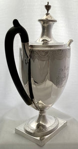 Georgian, George III, Silver Coffee Pot. Crested for Radclyffe. London 1796 John Robins. 29 troy ounces