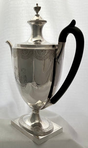 Georgian, George III, Silver Coffee Pot. Crested for Radclyffe. London 1796 John Robins. 29 troy ounces