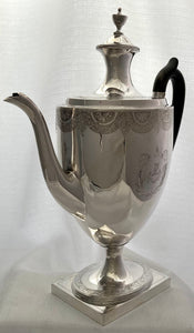 Georgian, George III, Silver Coffee Pot. Crested for Radclyffe. London 1796 John Robins. 29 troy ounces