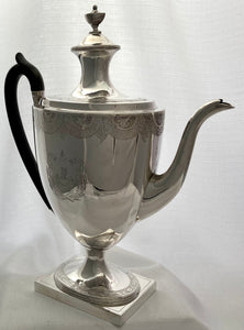 Georgian, George III, Silver Coffee Pot. Crested for Radclyffe. London 1796 John Robins. 29 troy ounces