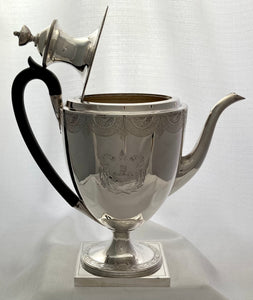 Georgian, George III, Silver Coffee Pot. Crested for Radclyffe. London 1796 John Robins. 29 troy ounces