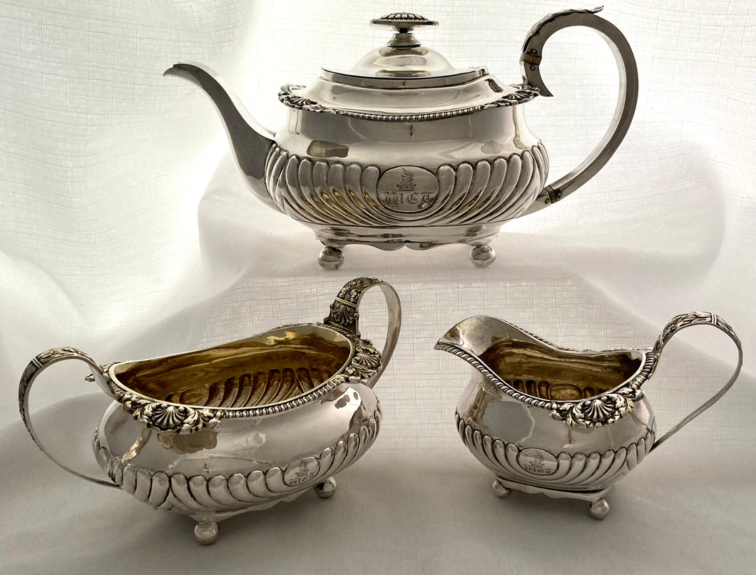 Georgian, George III, Silver Tea Service. London 1819 William Hall. 40 troy ounces.