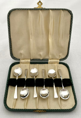 George V Six Silver Demitasse Spoons with Jubilee Hallmarks. Birmingham 1935 William Suckling Ltd.