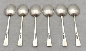 George V Six Silver Demitasse Spoons with Jubilee Hallmarks. Birmingham 1935 William Suckling Ltd.