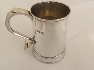 William IV silver tankard mug. London 1835 William Bateman II.  7 troy ounces.