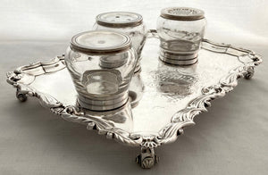 Georgian, George II, Silver Inkstand. Arms of Leveson-Gower. London 1750 Edward Aldridge I. 30.8 troy ounces.