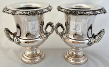 George IV Pair of Old Sheffield Plate Wine Coolers. Arms of Hicks & Bailey. Blagden, Hodgson & Co, Sheffield circa 1820.