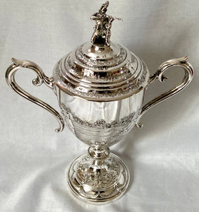 Victorian Military Silver Plated Cup & Cover with Kneeling Rifleman, circa 1870 - 1890.