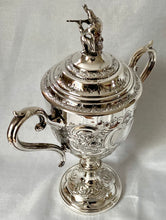 Victorian Military Silver Plated Cup & Cover with Kneeling Rifleman, circa 1870 - 1890.