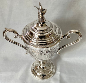 Victorian Military Silver Plated Cup & Cover with Kneeling Rifleman, circa 1870 - 1890.