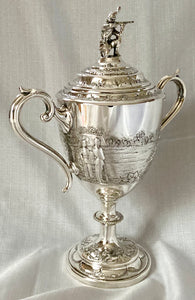 Victorian Military Silver Plated Cup & Cover with Kneeling Rifleman, circa 1870 - 1890.