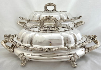 Victorian Pair of Silver Plated Entree Dishes & Warming Stands. Circa 1840 - 1888.