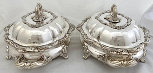 Victorian Pair of Silver Plated Entree Dishes & Warming Stands. Circa 1840 - 1888.