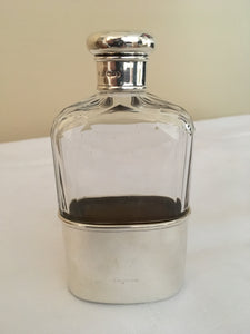 Asprey silver and cut glass hip flask. London 1906 Charles & George Asprey